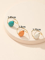 3pcs Stone Decor Ring