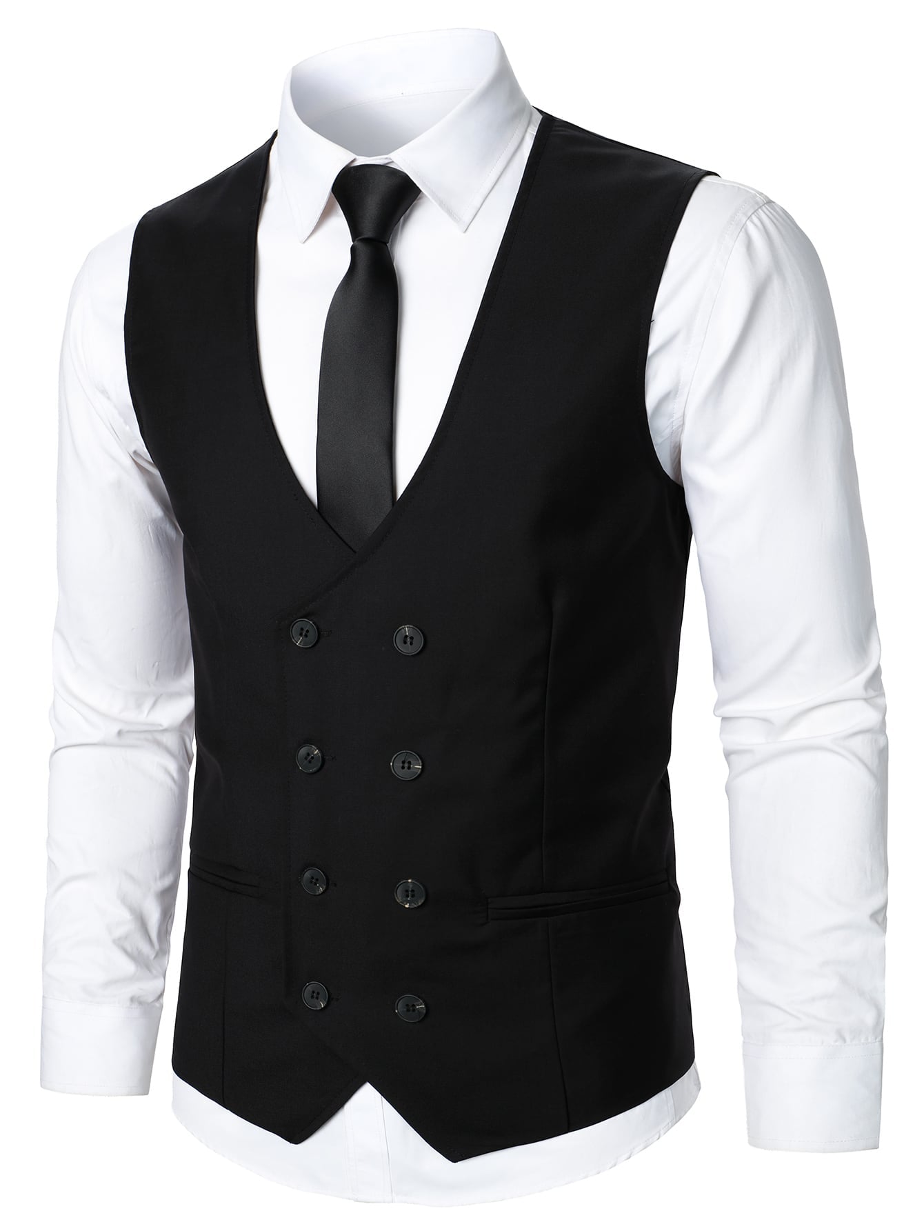 Manfinity Mode Men Double Breasted Vest Blazer & Pants Without Shirt