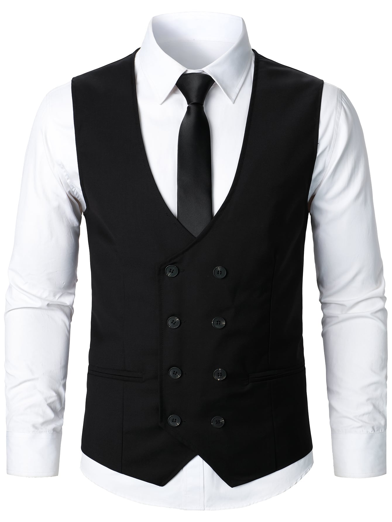 Manfinity Mode Men Double Breasted Vest Blazer & Pants Without Shirt