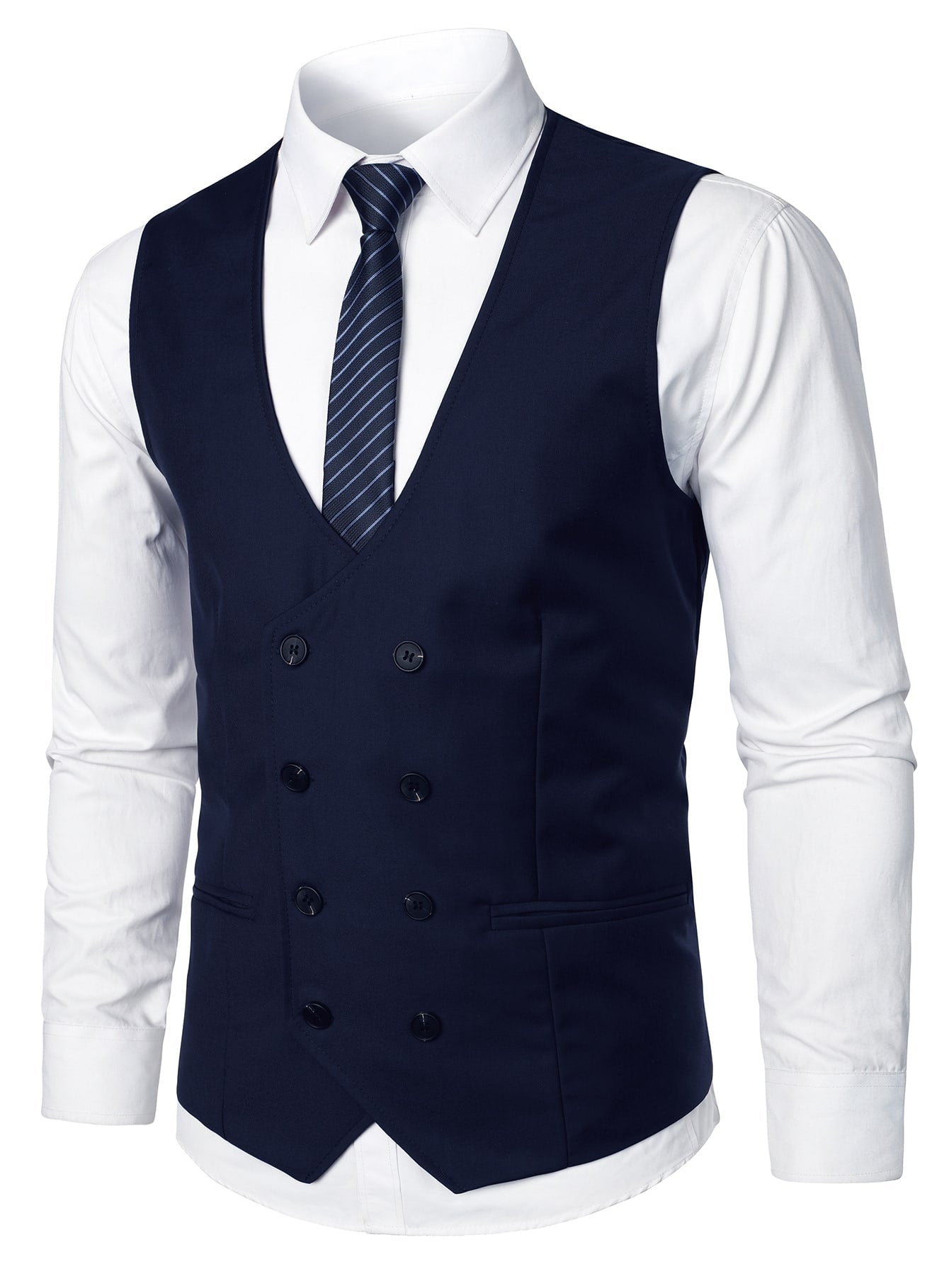 Manfinity Mode Men Double Breasted Vest Blazer & Pants Without Shirt