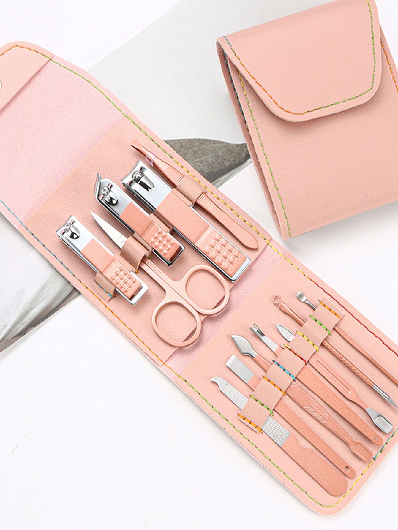 Manicure Set Pedicure Set Multi-Functional 16pcs Nail Clippers Kit Nail Scissors Dead Skin Scissors With Leather Bag