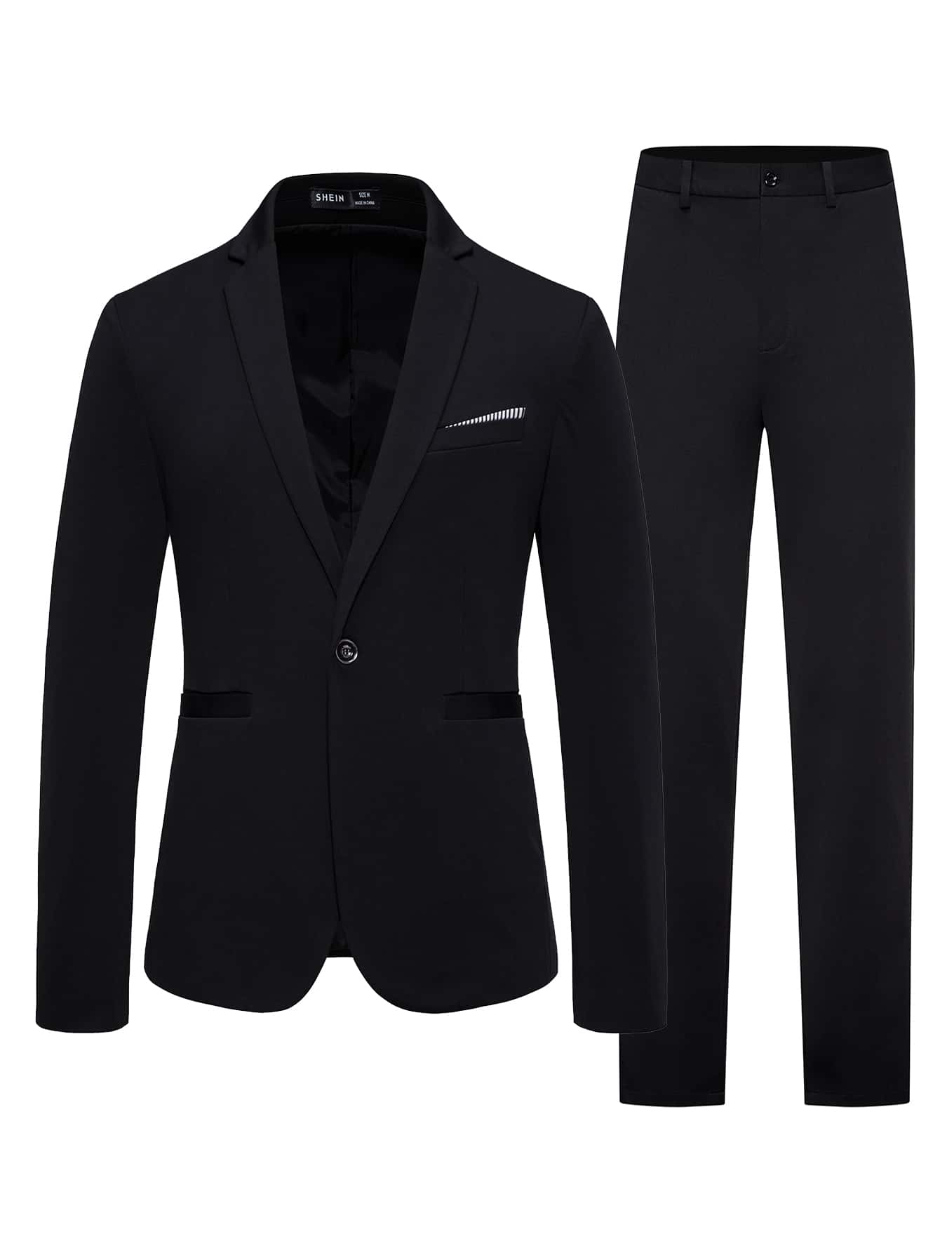 Manfinity Mode Men Single Button Blazer & Suit Pants