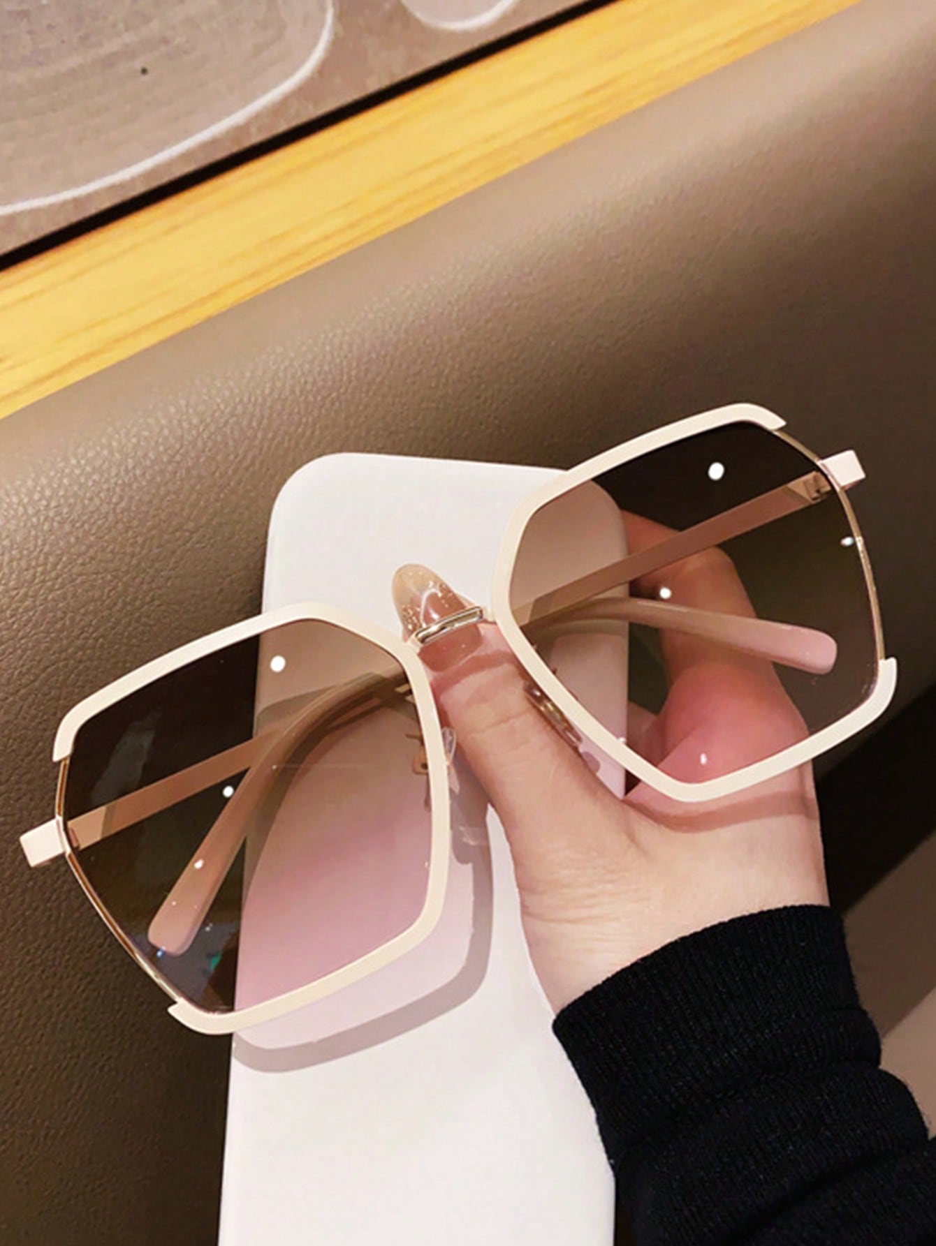 1pair Women Ombre Lens Fashion Glasses