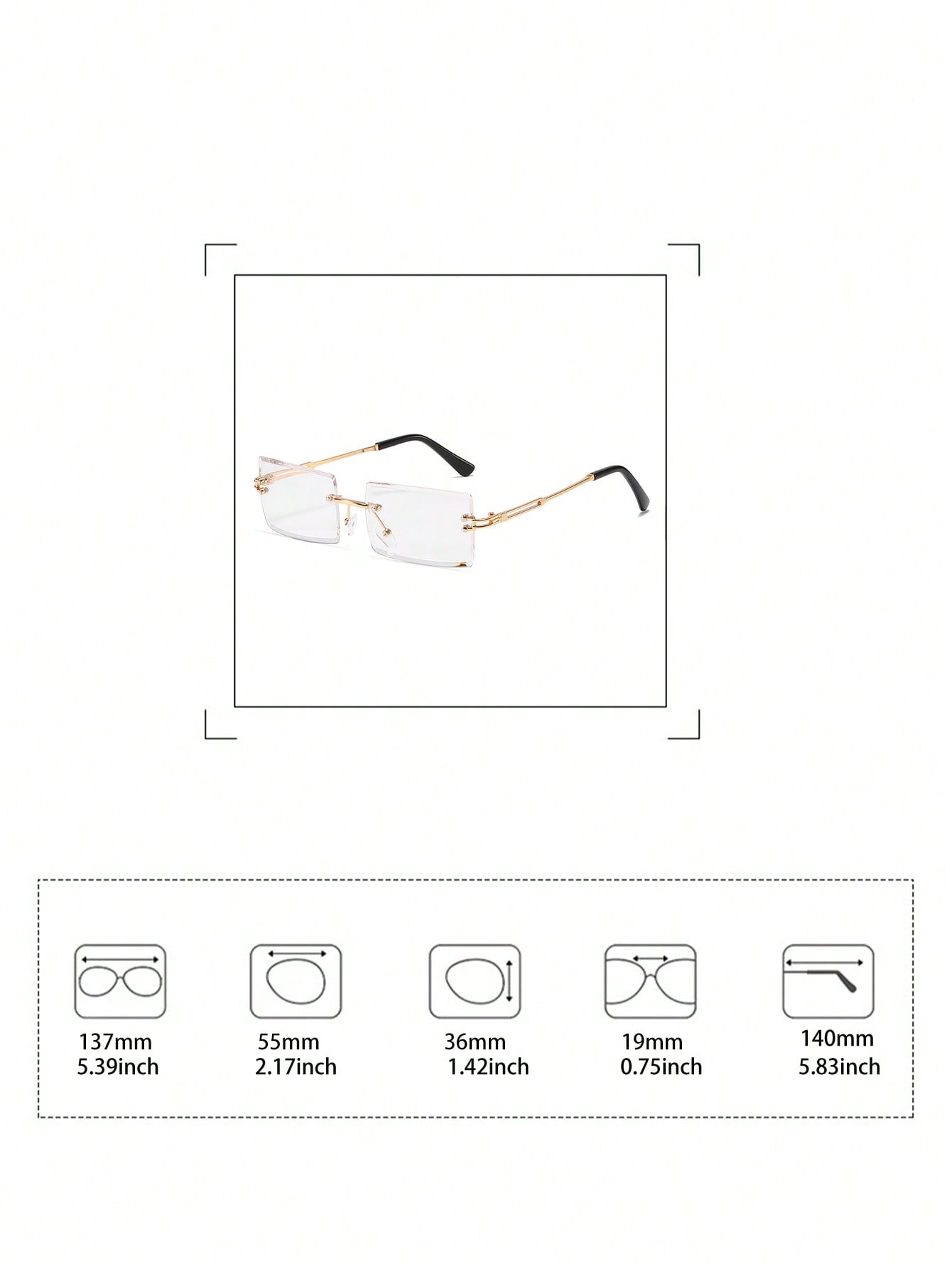 1pair Women Square Frame Fashion Glasses