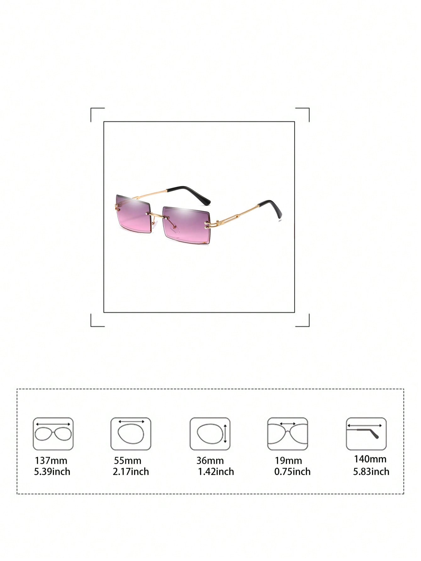 1pair Women Square Frame Fashion Glasses