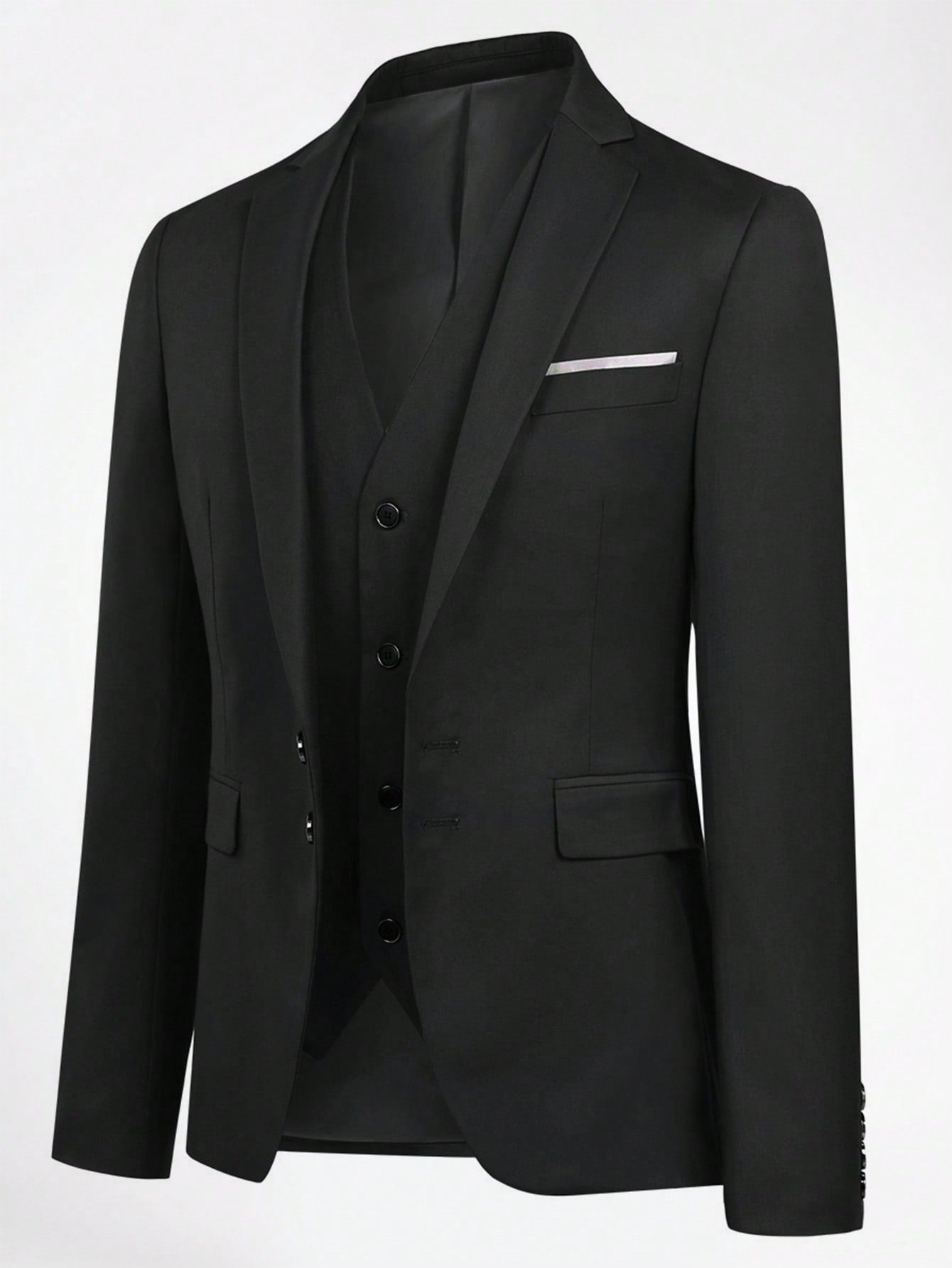 CLOUDSTYLE Men Single Breasted Blazer & Vest & Pants Suit Set