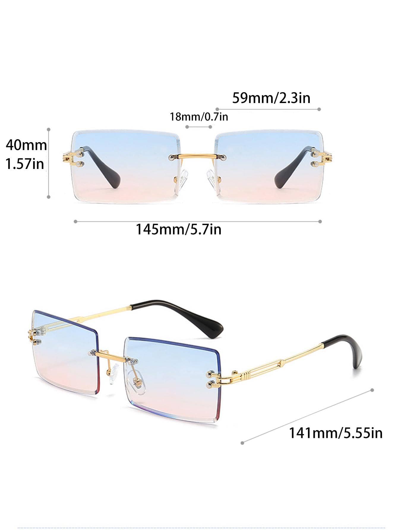 1pair Women Square Frame Fashion Glasses