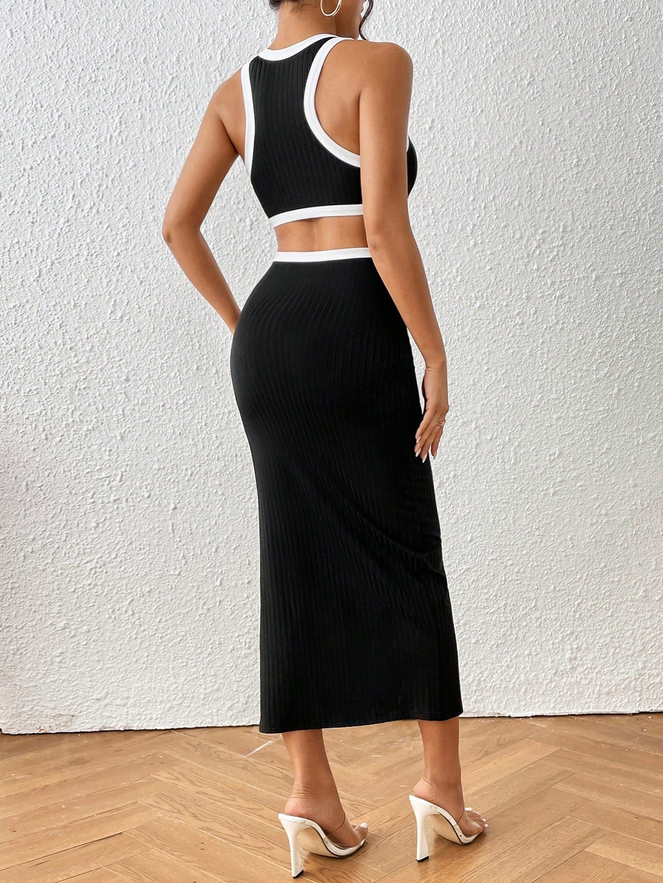 PETITE Contrast Binding Split Thigh Dress