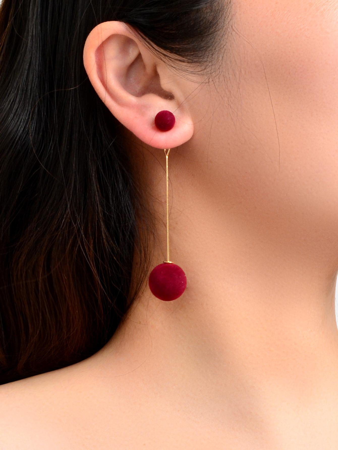 2pcs White Color Glossy Ball Dangle Earrings Ladies Light Luxury Fashion Earrings