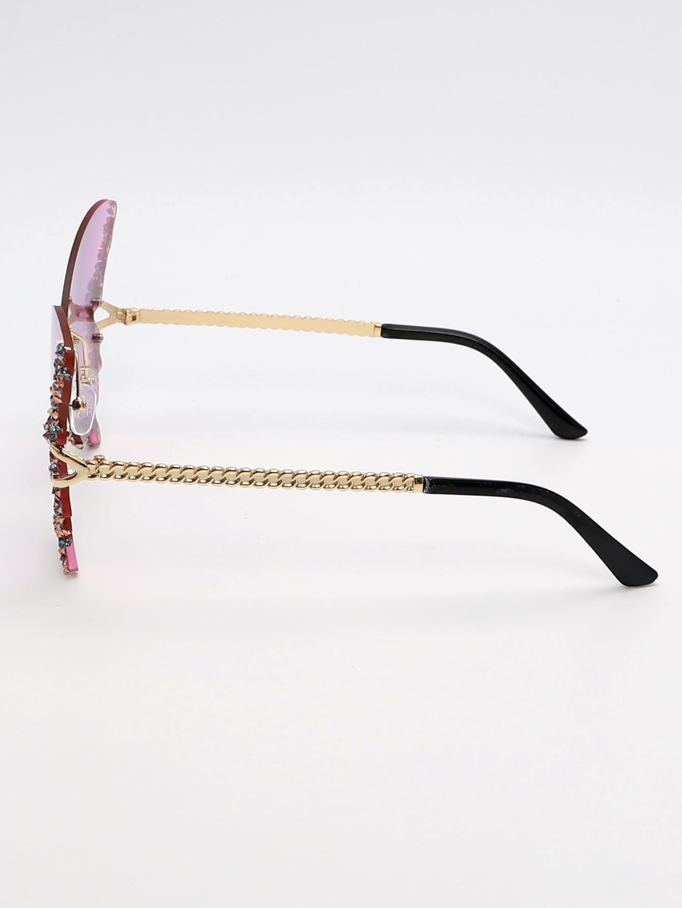 Rhinestone Decor Butterfly Design Fashion Glasses