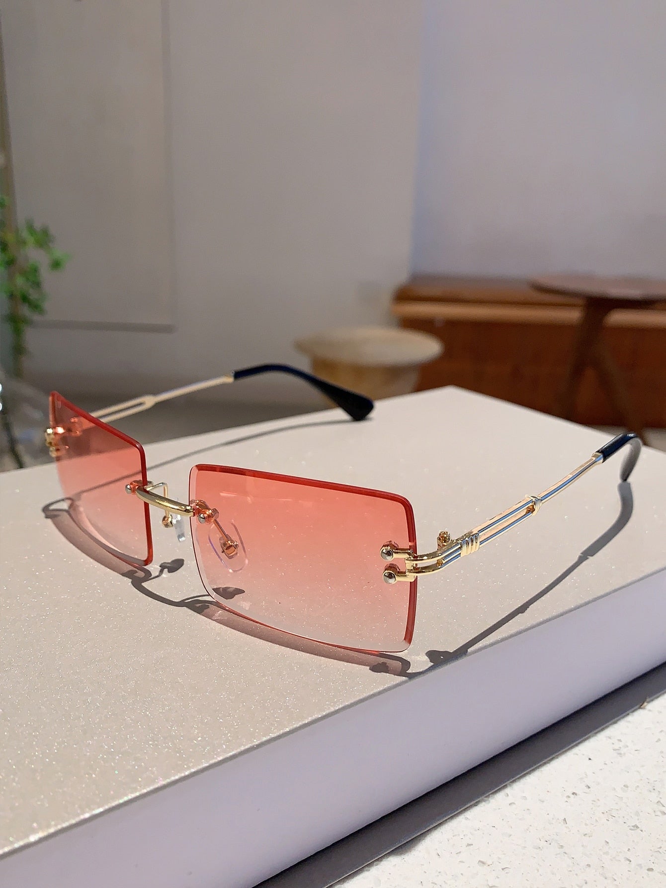 1pair Women Square Frame Fashion Glasses