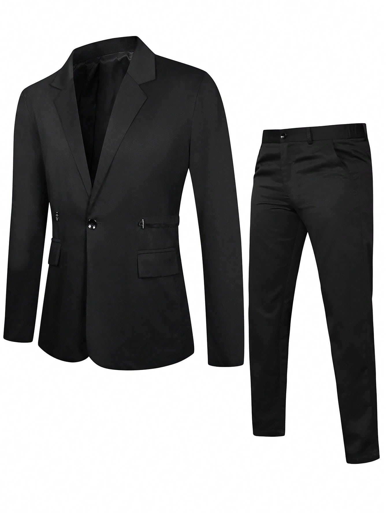 Manfinity Mode Men 1pc Single Button Blazer & 1pc Suit Pants