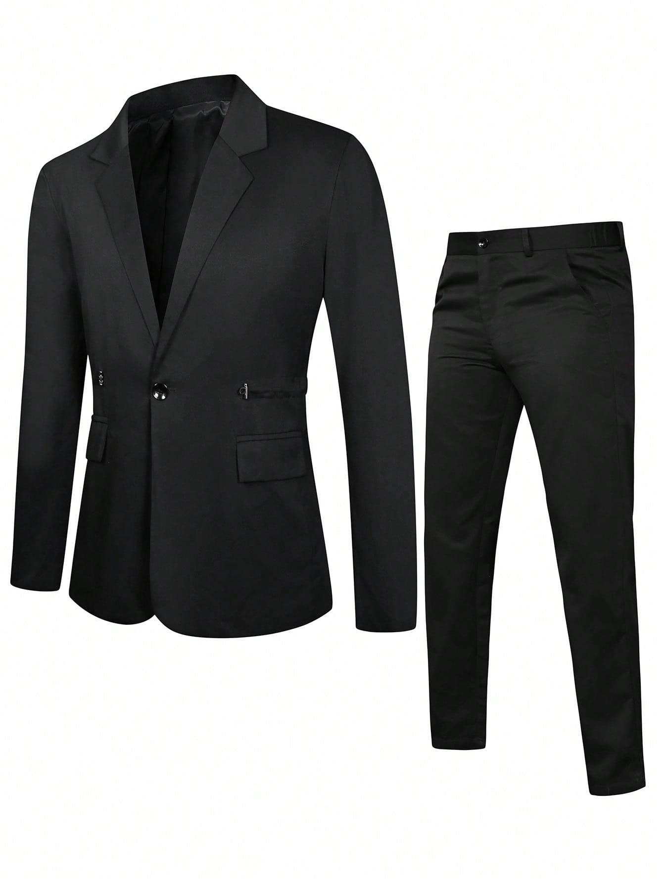 Manfinity Mode Men 1pc Single Button Blazer & 1pc Suit Pants