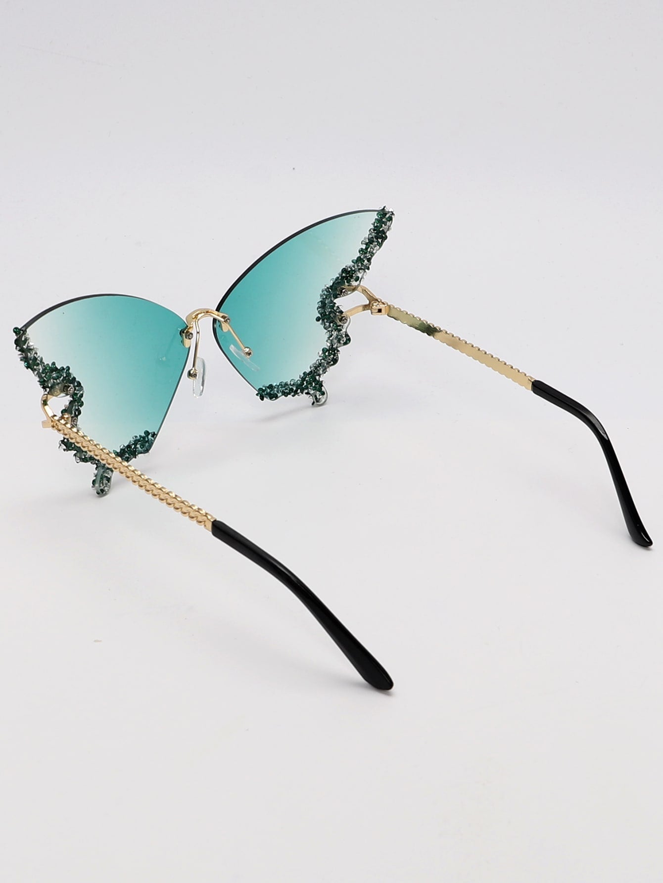 Rhinestone Decor Butterfly Design Fashion Glasses