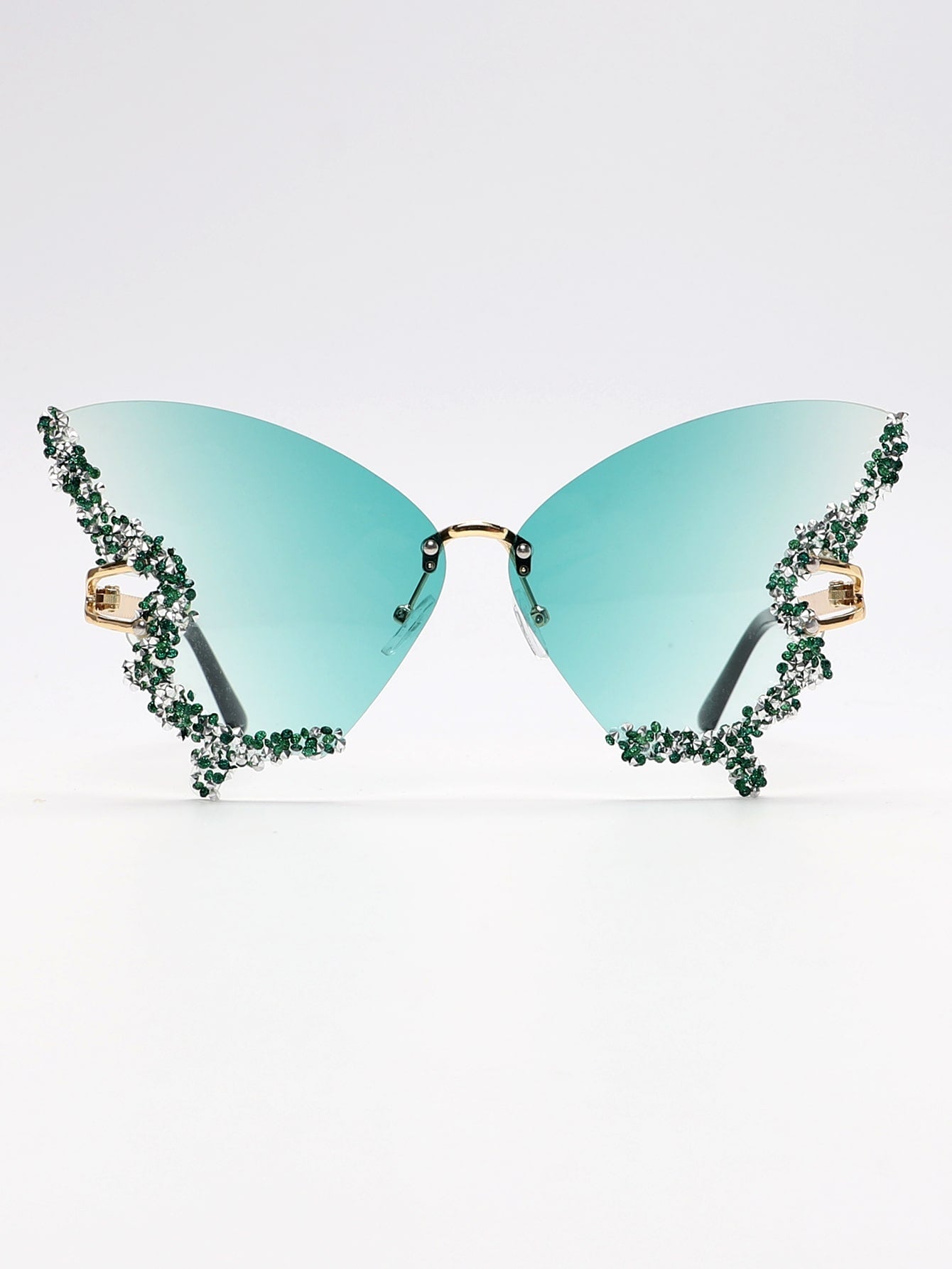 Rhinestone Decor Butterfly Design Fashion Glasses