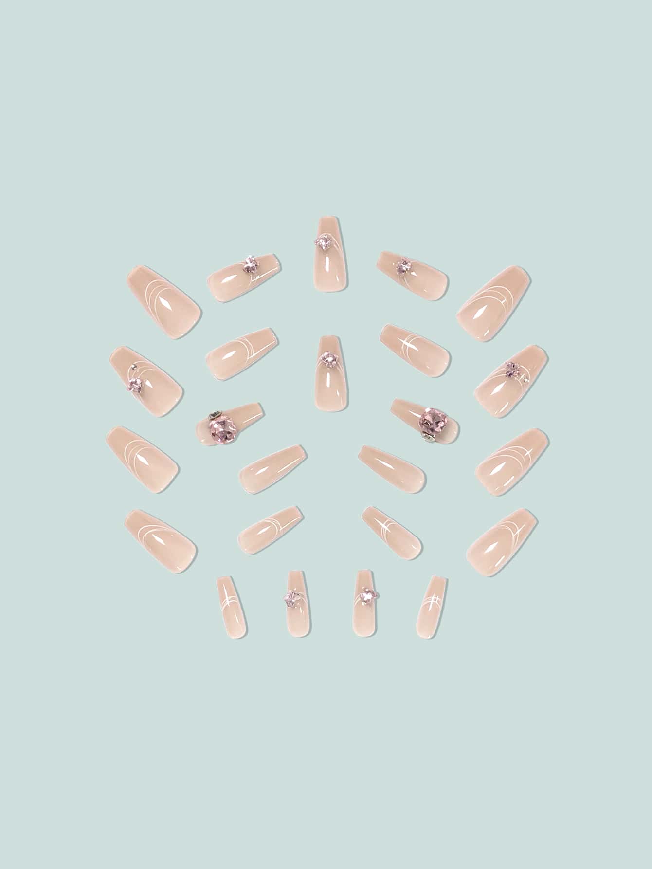 Upgrade Your Appearance With 24pcs Long Ballet Nails In Ice-clear Pink, Glitter, Cute 3d Butterfly, Rhinestone & Chain Design, Full Coverage, Suitable For Women And Girls