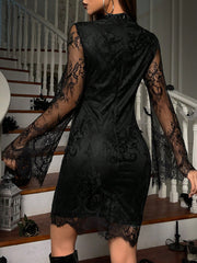 ICON Halloween Cut Out Front Eyelash Lace Bodycon Dress