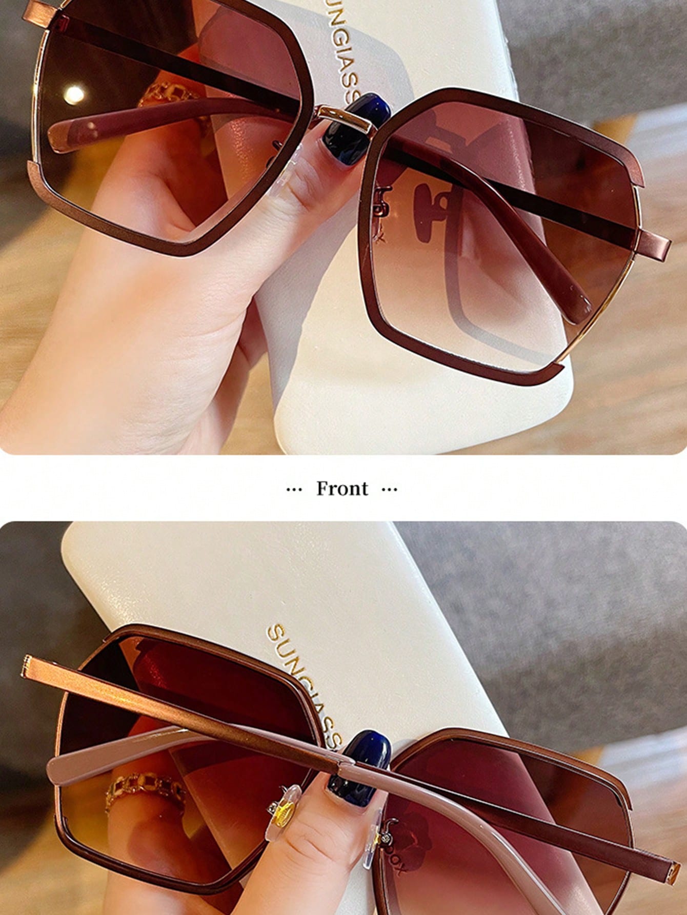 1pair Women Ombre Lens Fashion Glasses