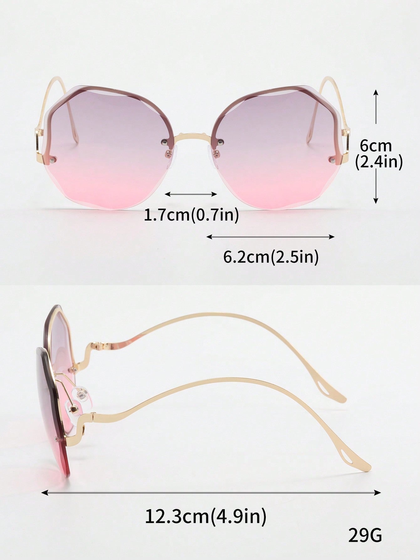 1pc Metal Frameless Rhinestone Cut Edge Men/women Sunglasses New Version Square Sun Glasses Female Korean Style Trendy Fashionable Vintage Shades For Street Snap Purple Gradient Lens Elegant Uv-resistant Sun Glasses Female Elegant Sunglasses High-level Lo