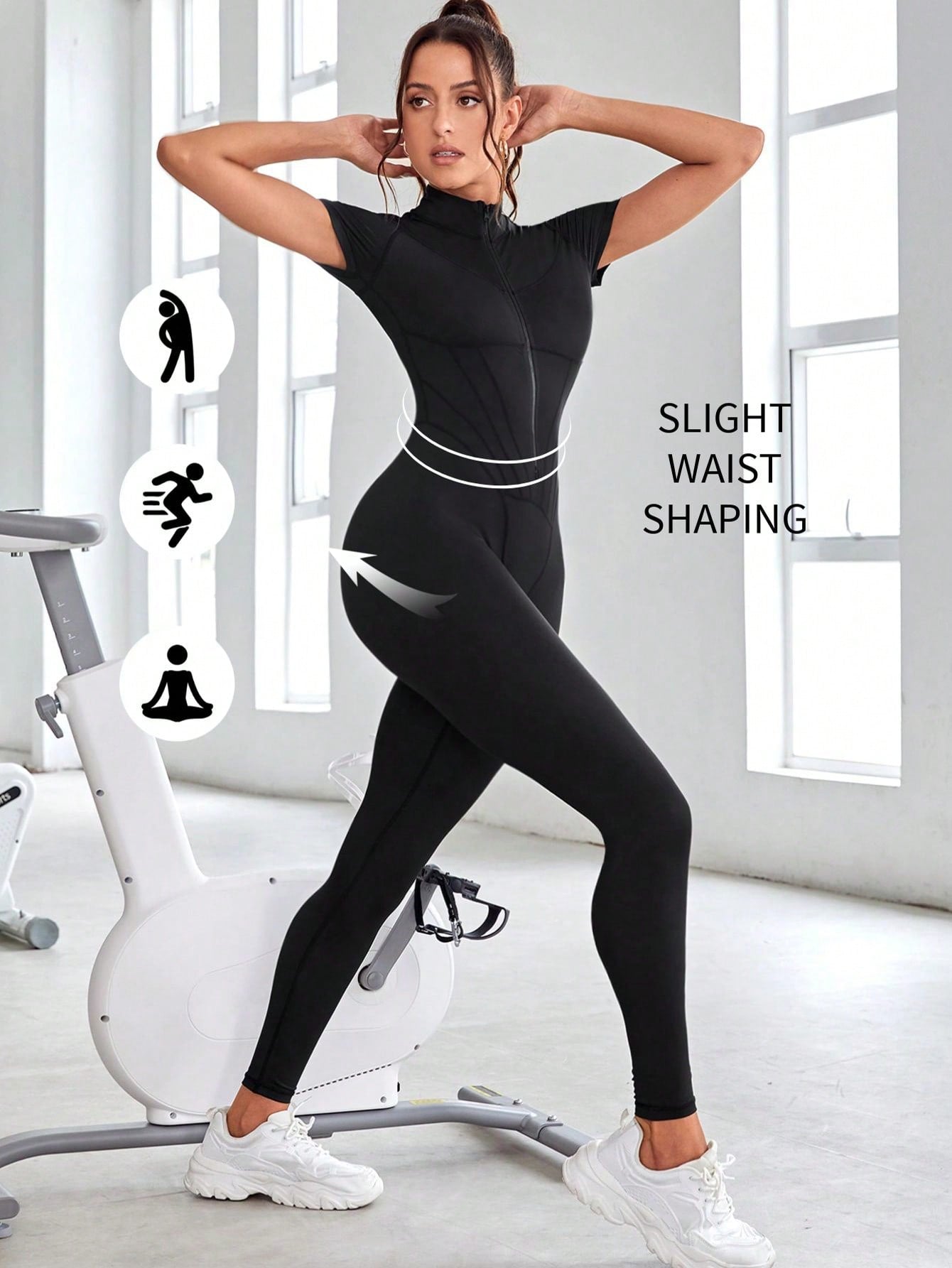 Solid High Stretch Sports Jumpsuit