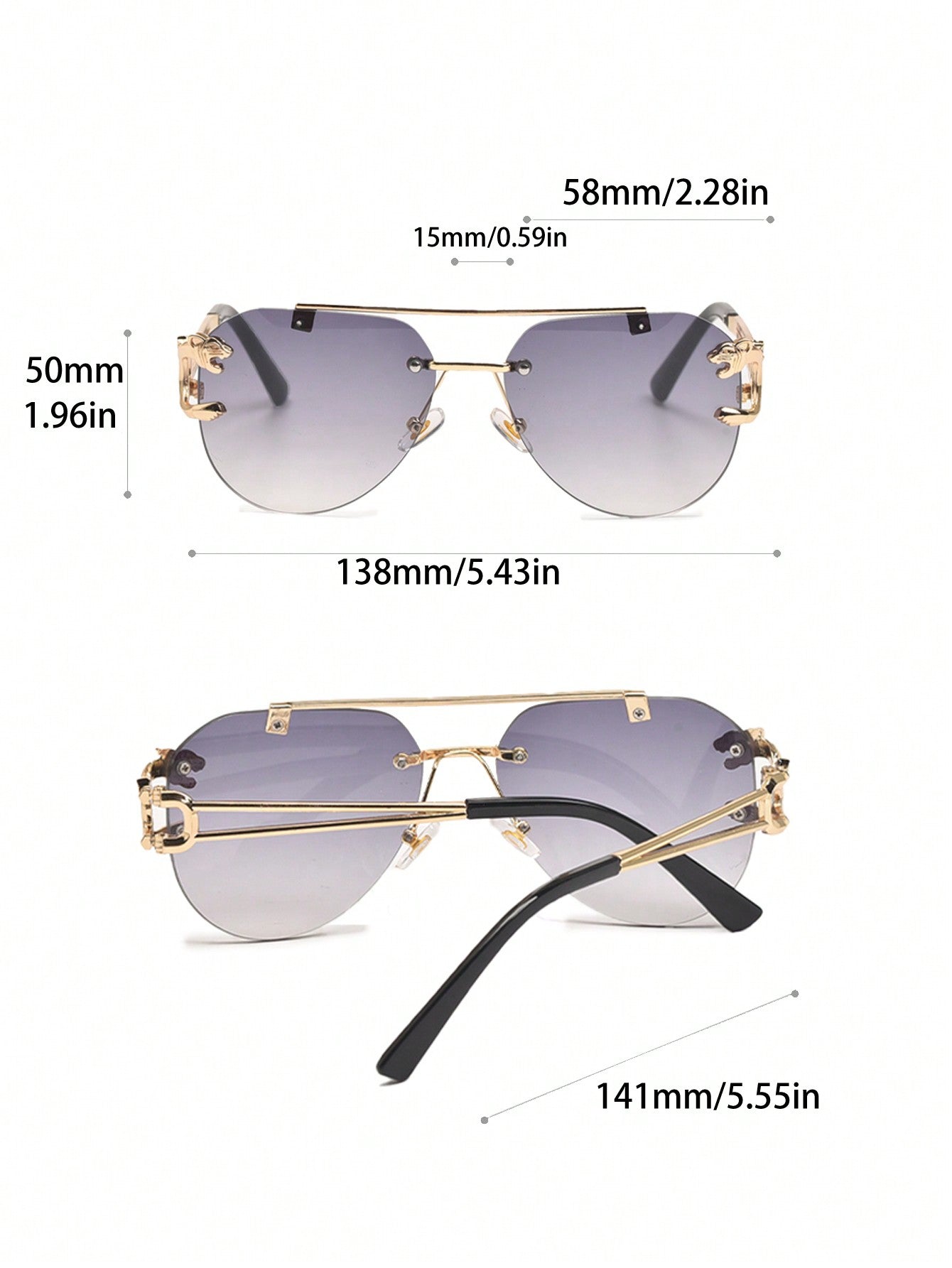 1pair Women Top Bar Rimless Fashion Versatile Fashion Glasses, For Daily Life