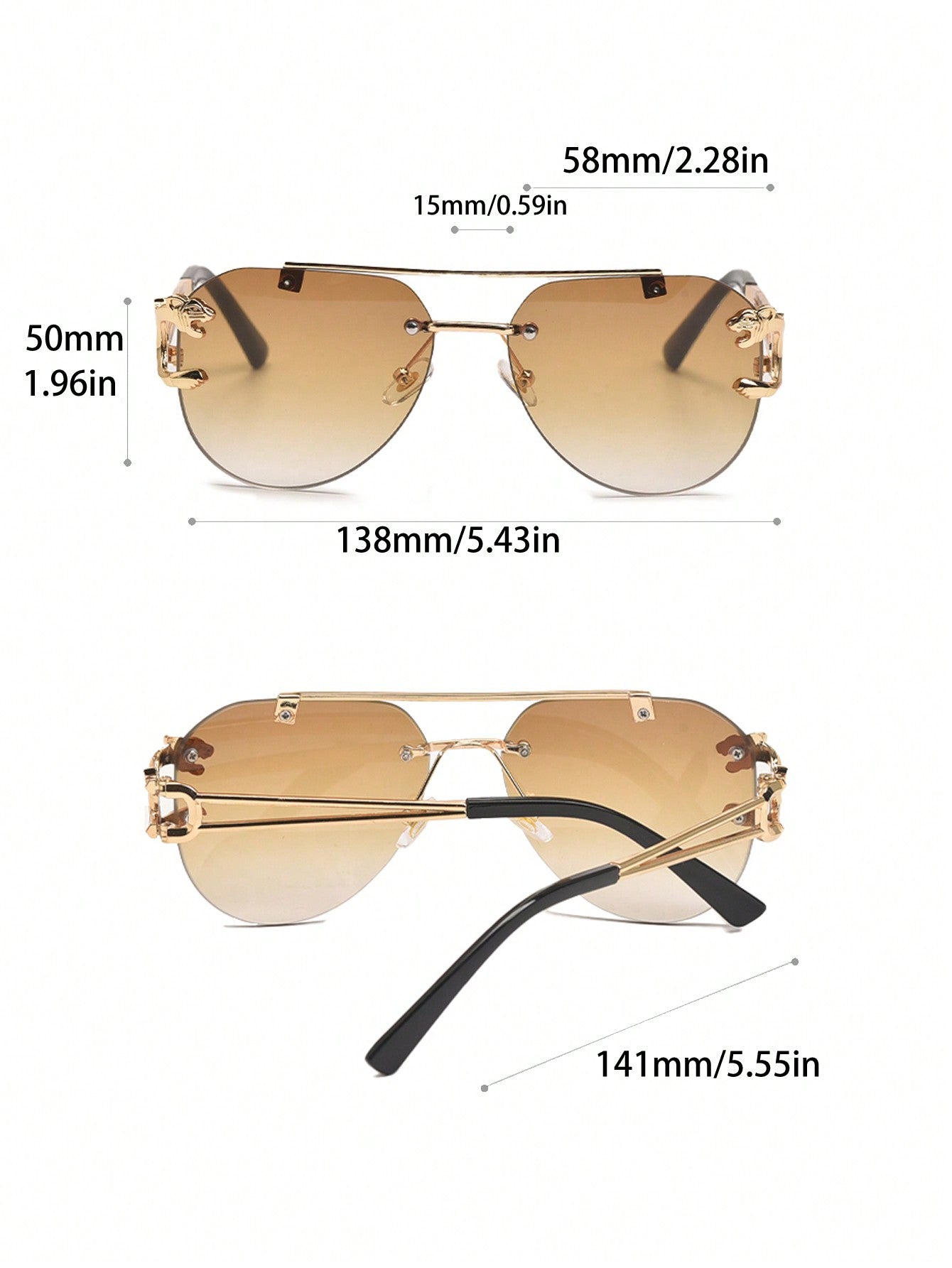 1pair Women Top Bar Rimless Fashion Versatile Fashion Glasses, For Daily Life