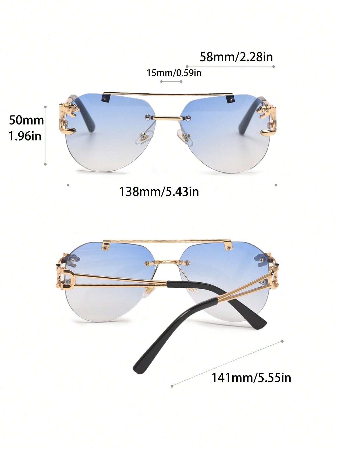 1pair Women Top Bar Rimless Fashion Versatile Fashion Glasses, For Daily Life