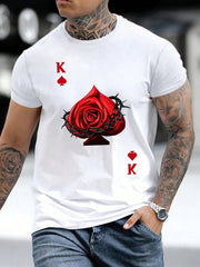 Manfinity Homme Men Floral & Playing Card Print Tee