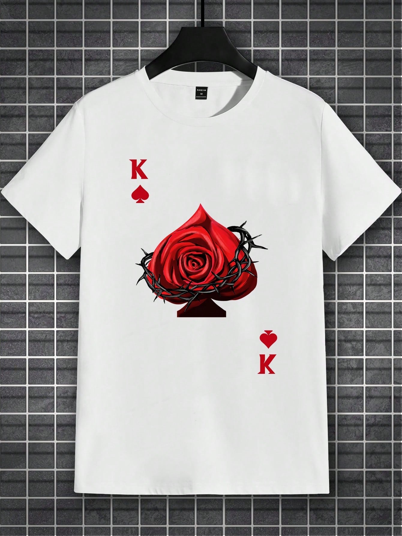 Manfinity Homme Men Floral & Playing Card Print Tee