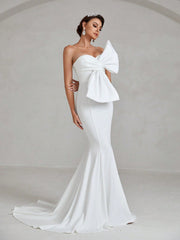 One Shoulder Twist Front Floor Length Wedding Dress