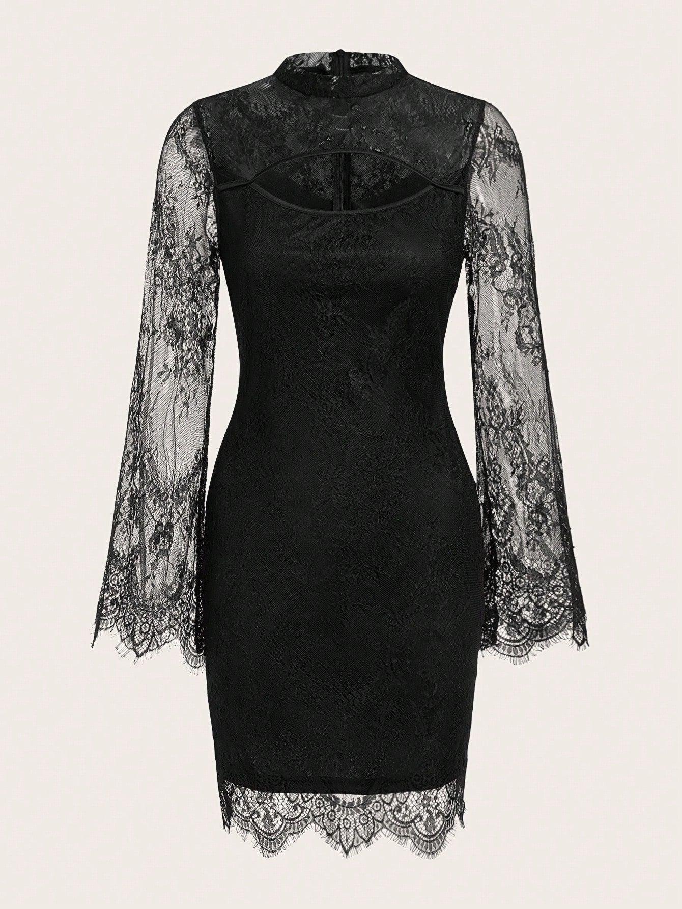 ICON Halloween Cut Out Front Eyelash Lace Bodycon Dress