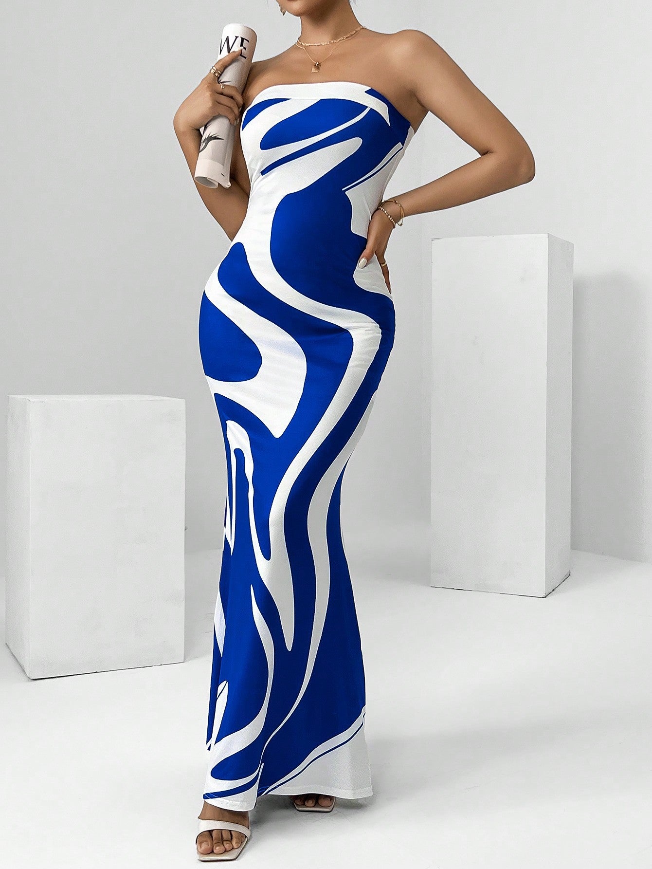 Privé Graphic Print Tube Dress