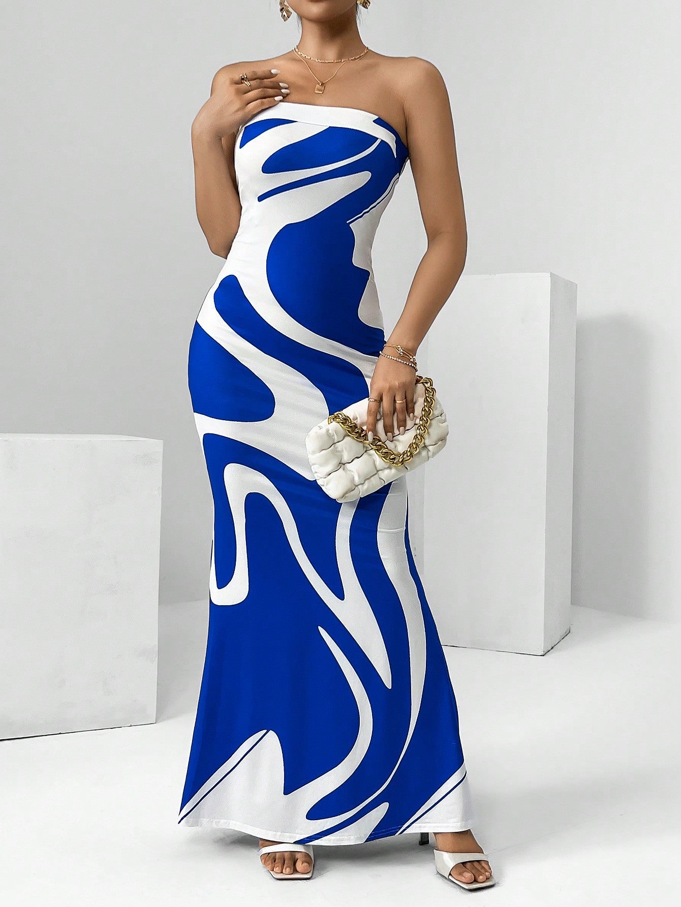 Privé Graphic Print Tube Dress