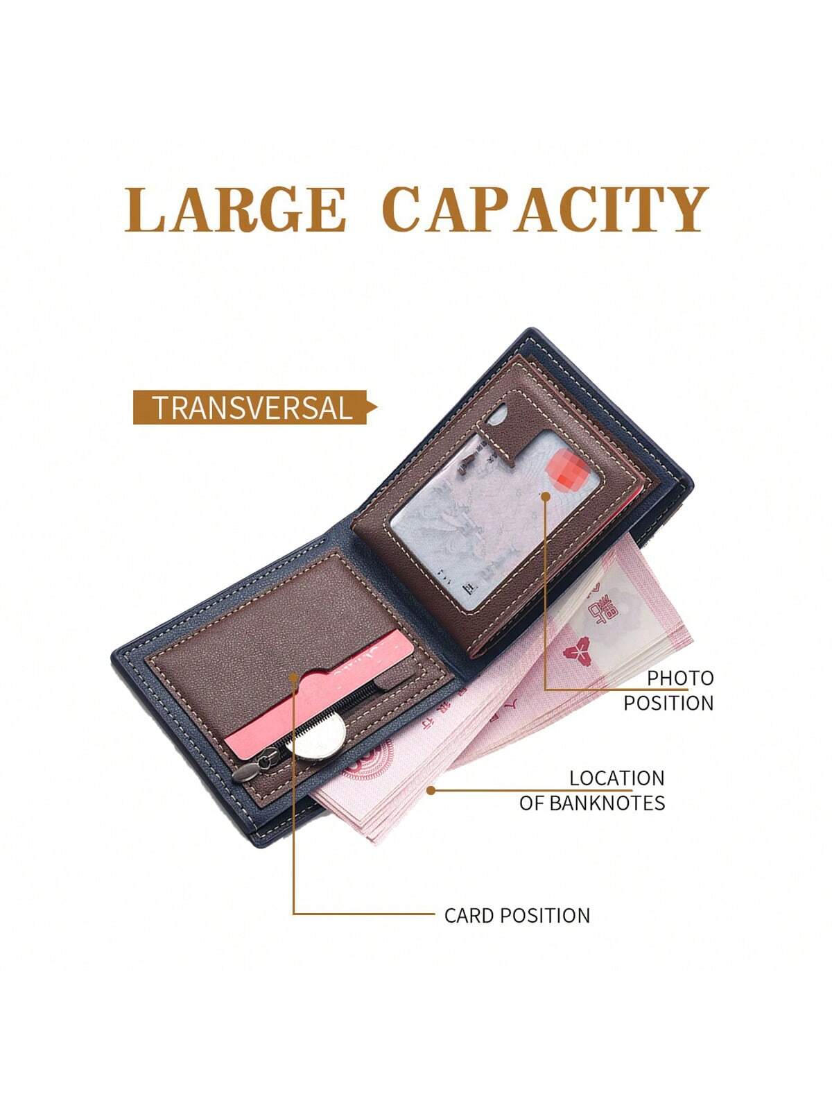 1PC الرجال Colorblock محفظة صغيرة بطاقة الائتمان محفظة صغيرة نافذة Bifold الرجال المحفظة