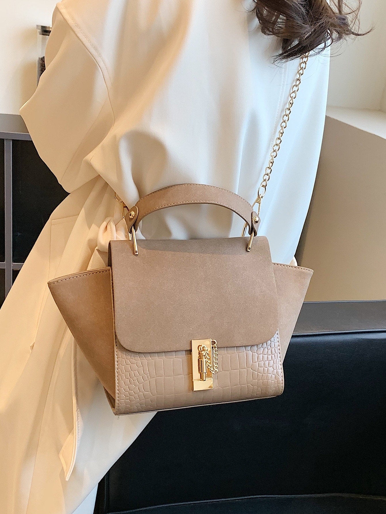 1pc Versatile Matte Crossbody Bag With Chain Strap, Suitable For Women's Daily Life, Dating, Work, Including Long Shoulder Strap, Single Shoulder Bag, Crossbody Bag, Clutch Bag, Ladies' Handbag