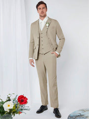 Manfinity Mode Men 1pc Lapel Neck Blazer & 1pc Single Breasted Waistcoat & 1pc Suit Pants