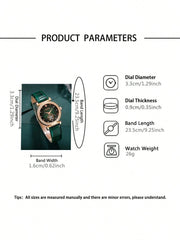 6 قطعة/المجموعة المرأة العصرية الاتصال الهاتفي الأخضر مقياس بسيط حجر الراين مجوهرات بو كوارتز سوار ساعة مجموعة
