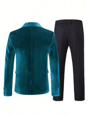 Manfinity Mode Men Contrast Panel Blazer & Suit Pants