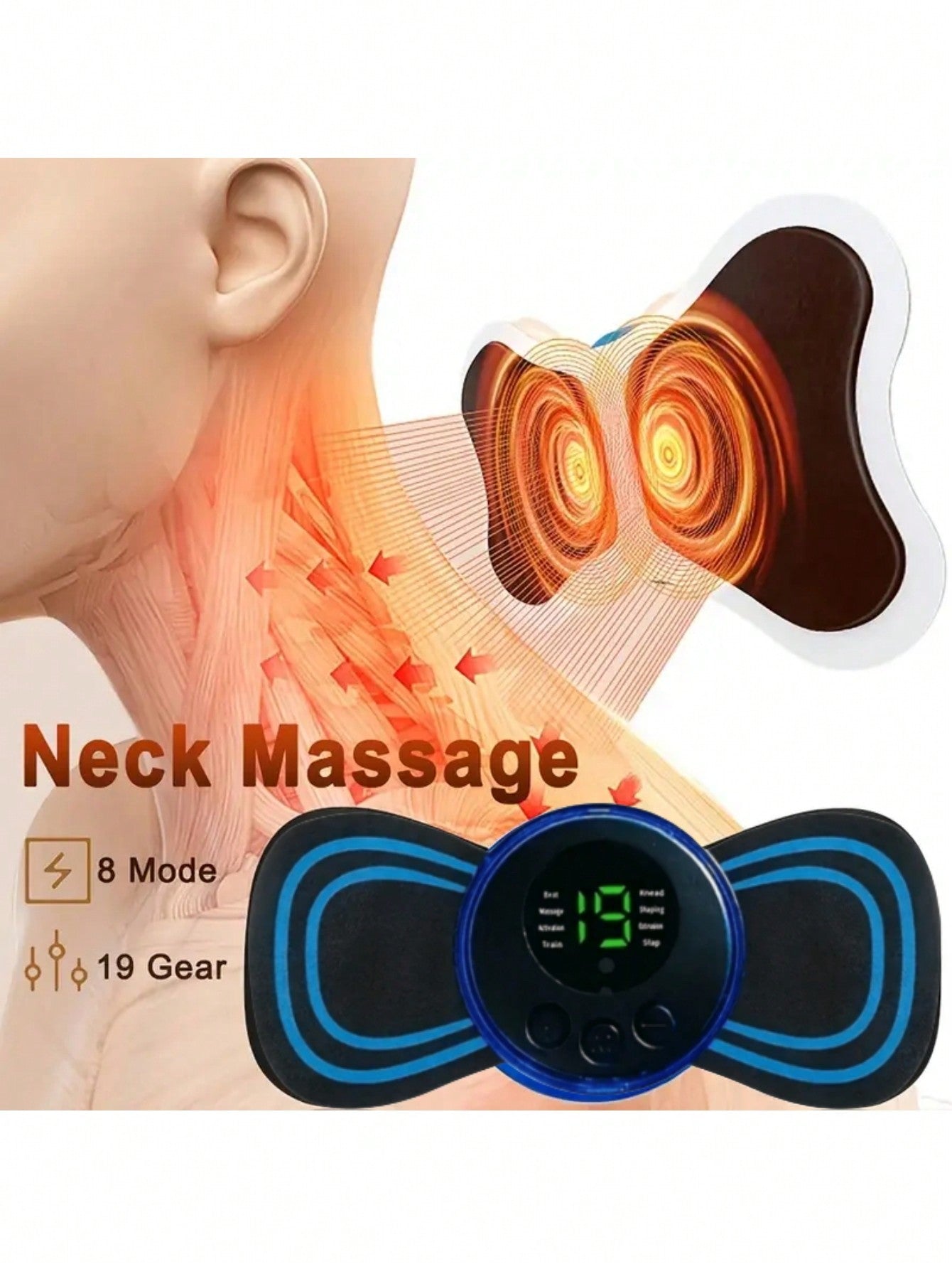 1pc Shoulder Massager With Quick Control, Usb Rechargeable, 8 Modes, 19 Gears, Portable & Multifunctional Body Massager For Neck & Shoulder Relaxation