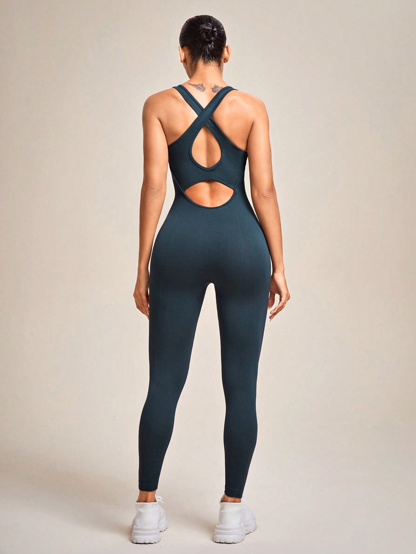 Seamless Thumbholes Sports Jacket & Jumpsuit Set cropped jacket