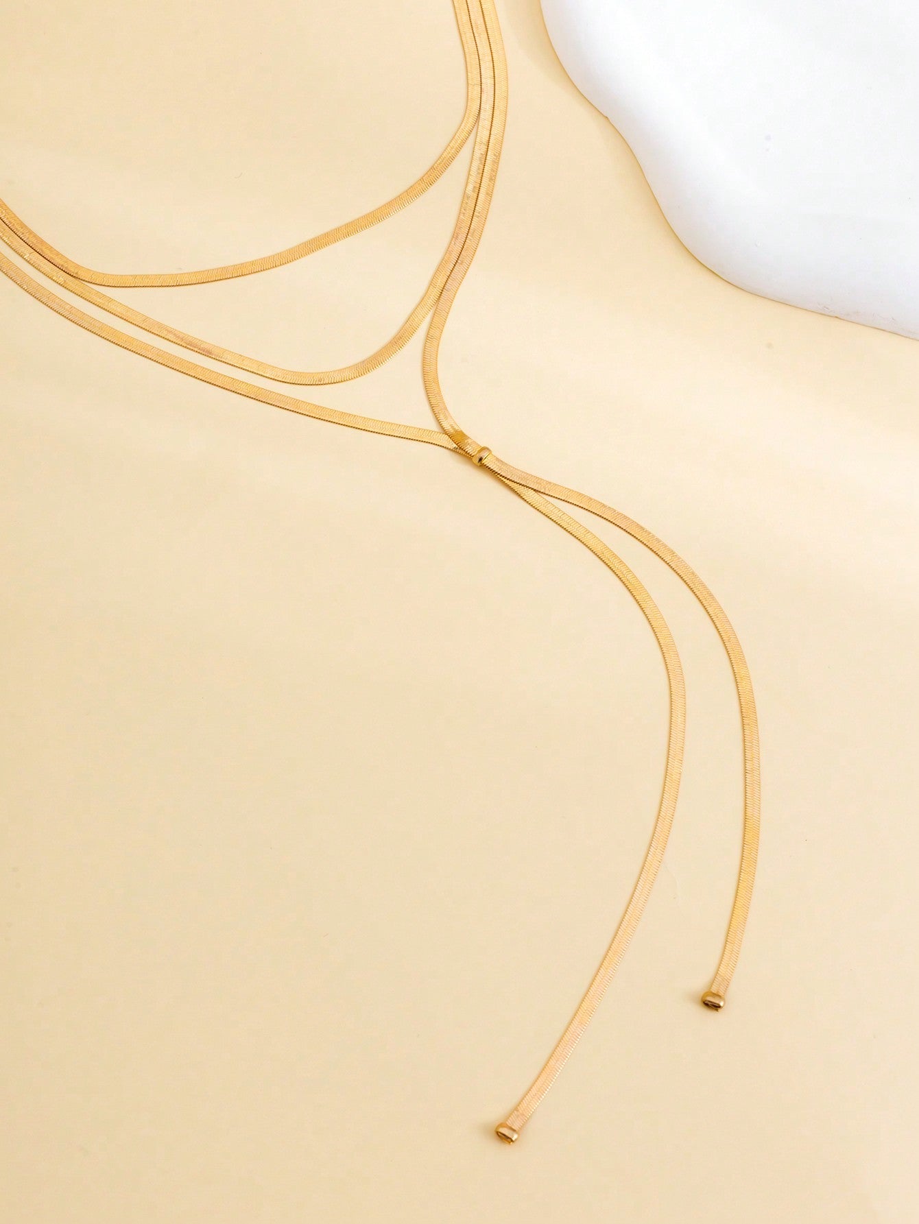 1set/2pcs Minimalist Metal Chain Necklace Set For Women, Diy Combination Gold Long Necklace