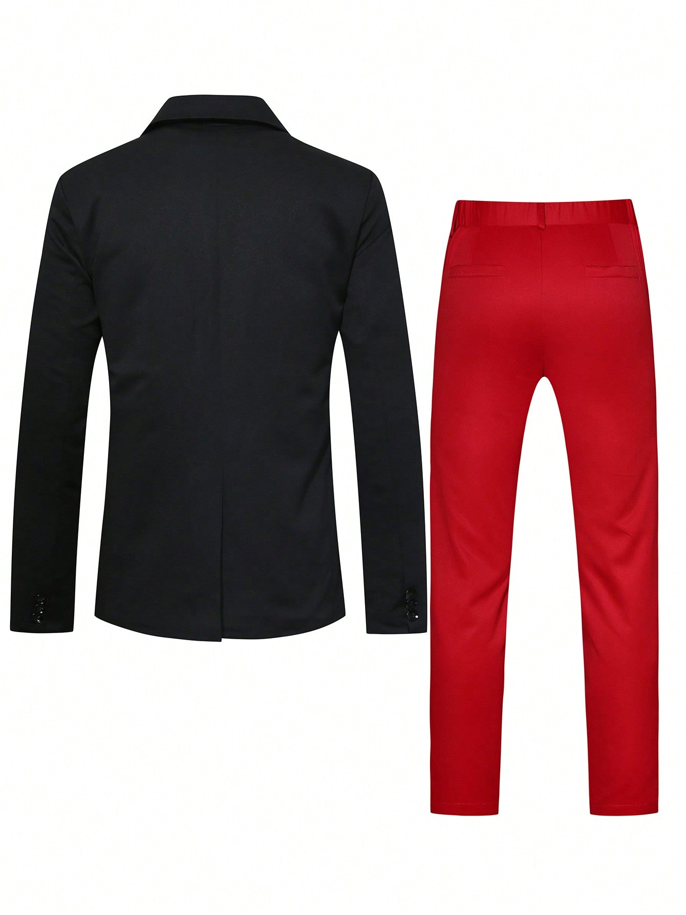 Manfinity Mode Men's Color Block Suit Jacket, Vest And Pants Set