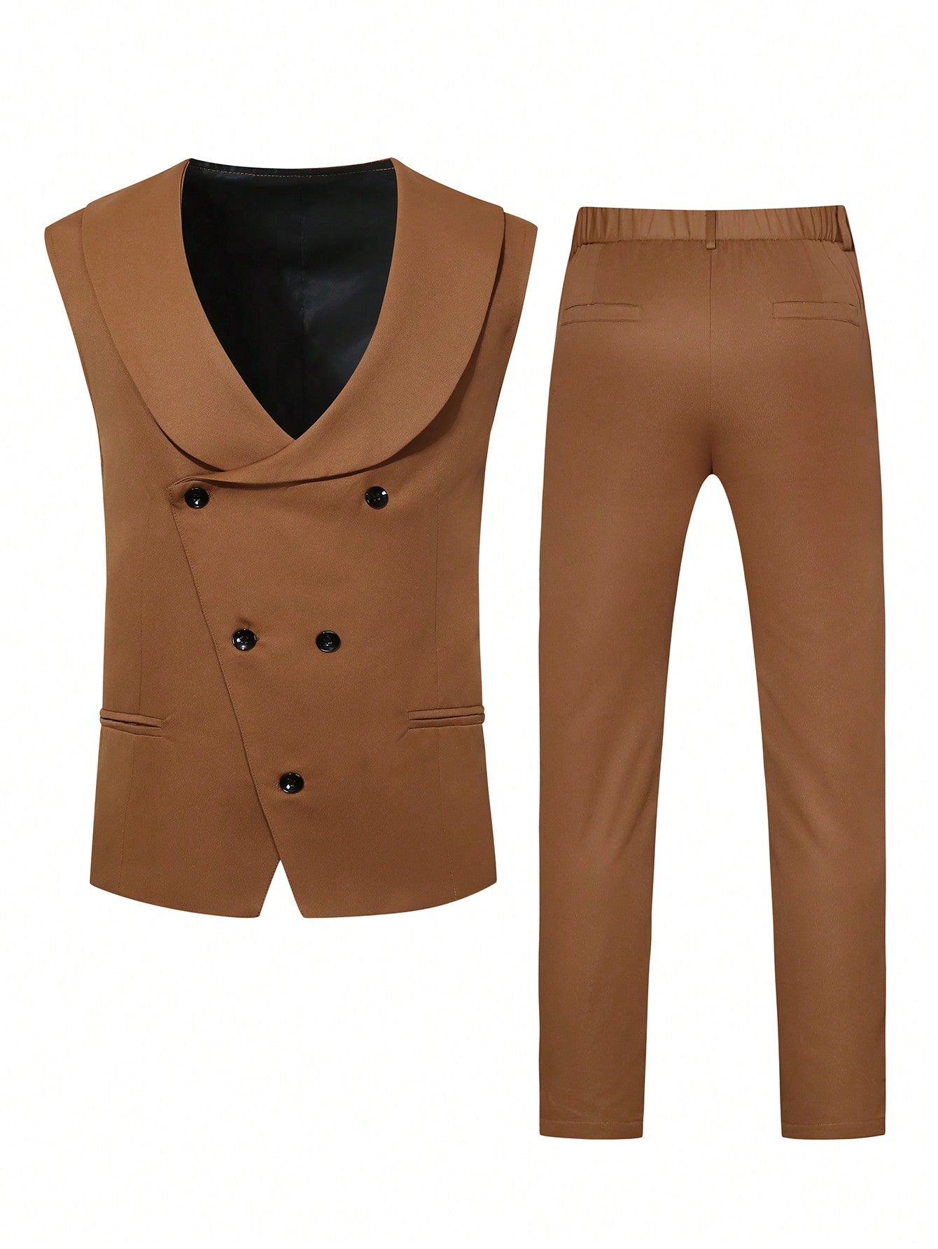 Manfinity Mode Men's Color Block Suit Jacket, Vest And Pants Set