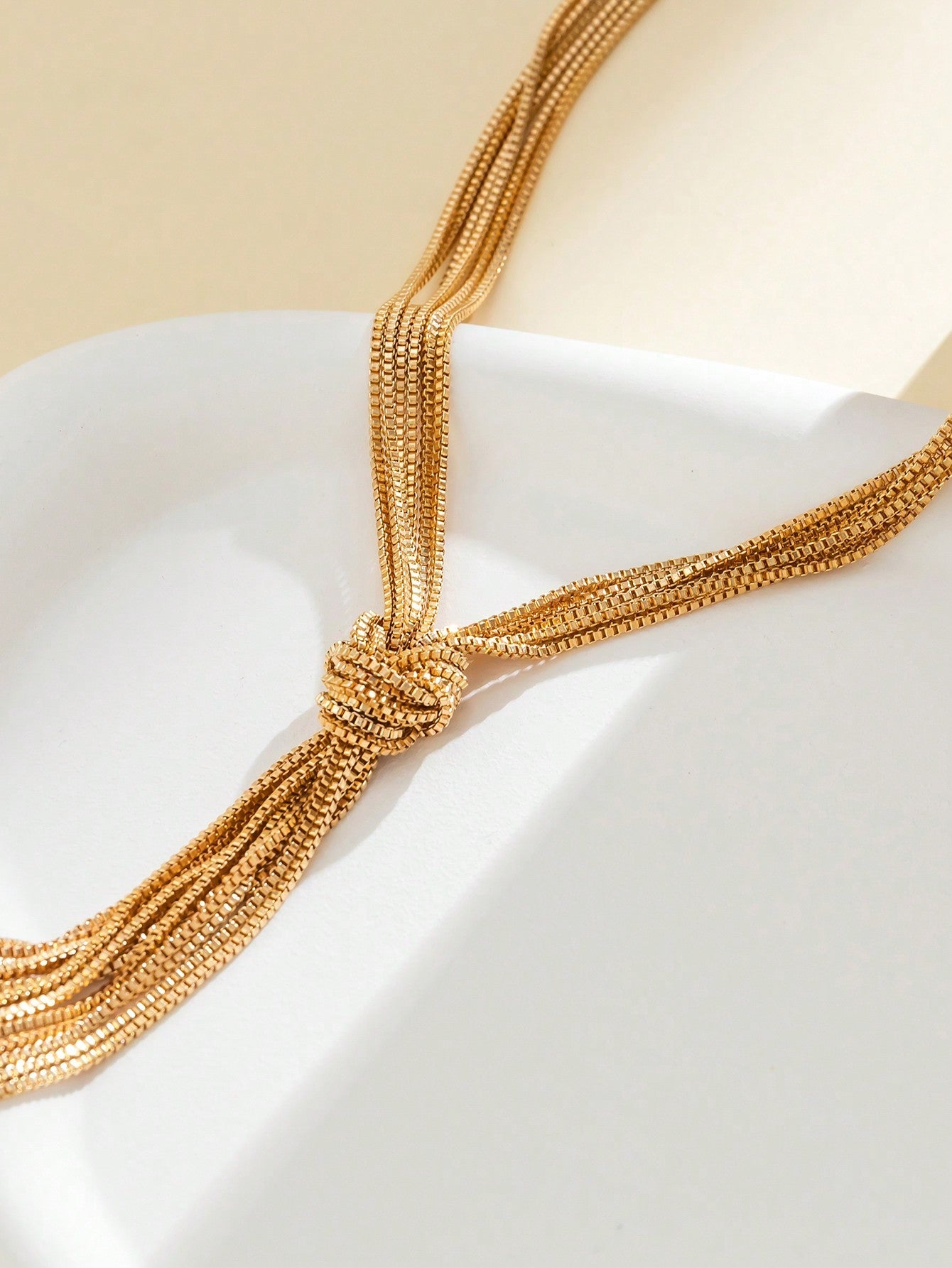 1set/2pcs Minimalist Metal Chain Necklace Set For Women, Diy Combination Gold Long Necklace