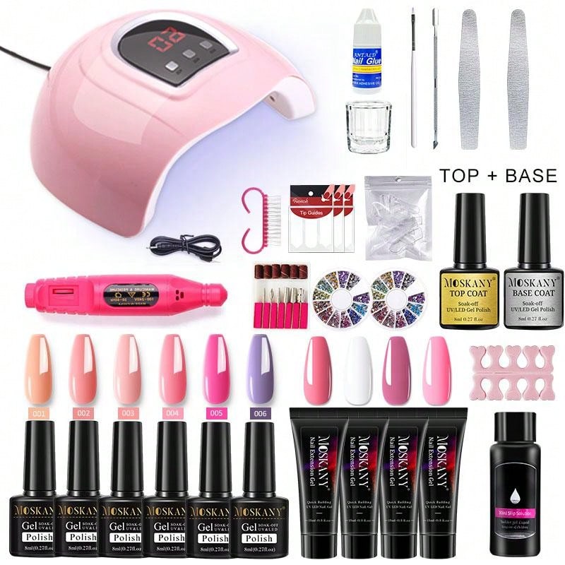 Nail Set Uvnail Lamp Nail Drying And Electric Nail Drill Gel Polish Kit Quick Building Nail Gel Extension Poly Nail Art Kit Gift For Women