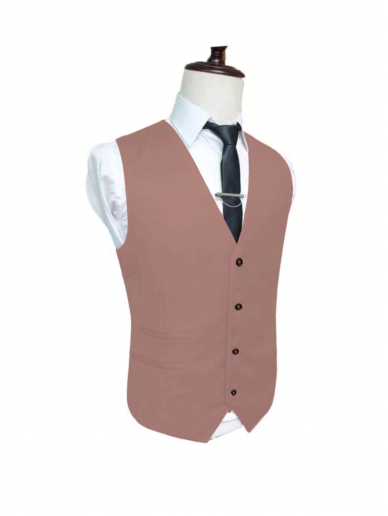 Manfinity Mode Men Adjustable Strap Back Button Up Waistcoat & Suit Pants Without Shirt