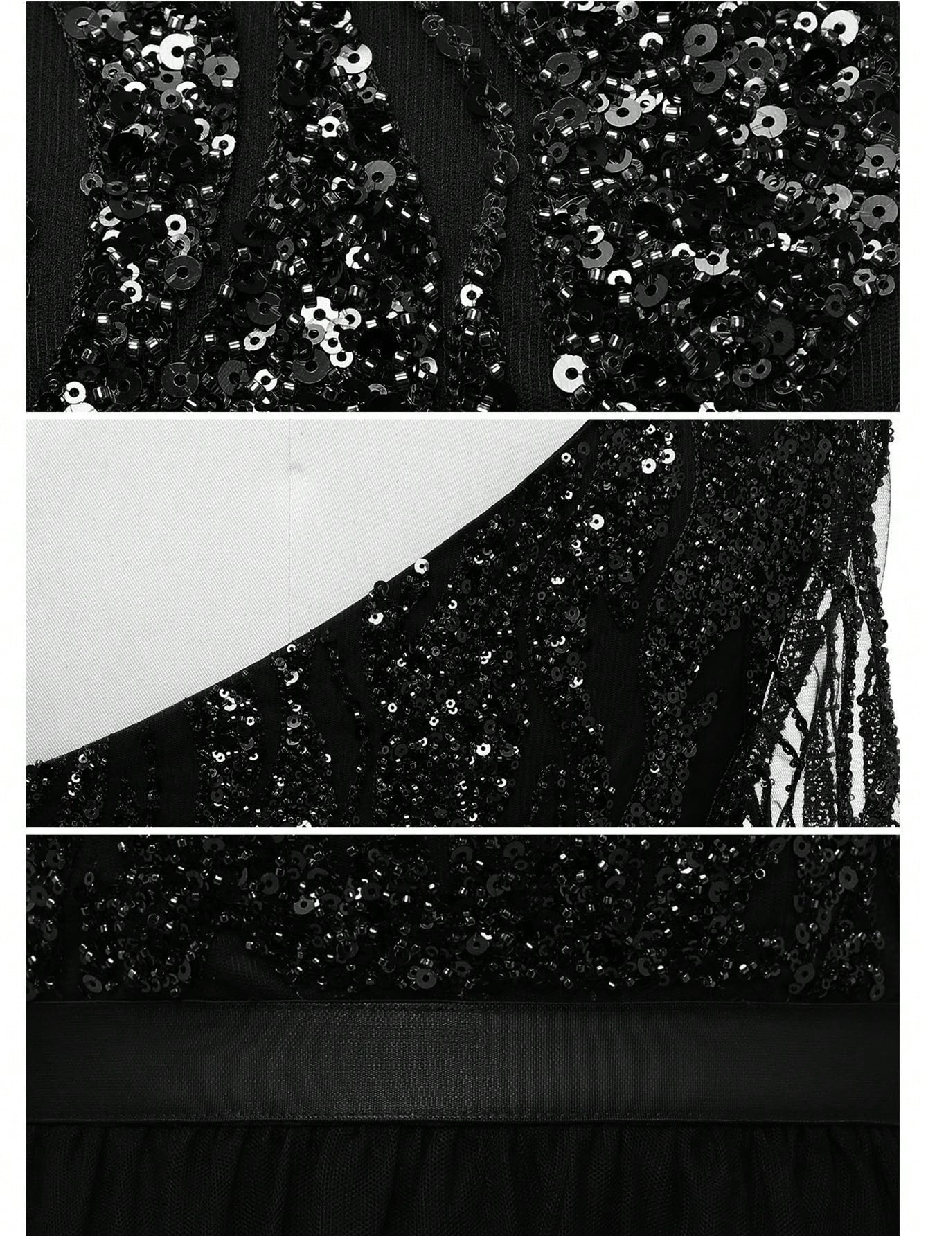 One-shoulder Sparkly Sequin Women Extravagant Dress