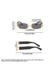 1pc Unisex Sunglasses, Fashionable Metal Ring Square Frame Street Style Shades For Men & Women