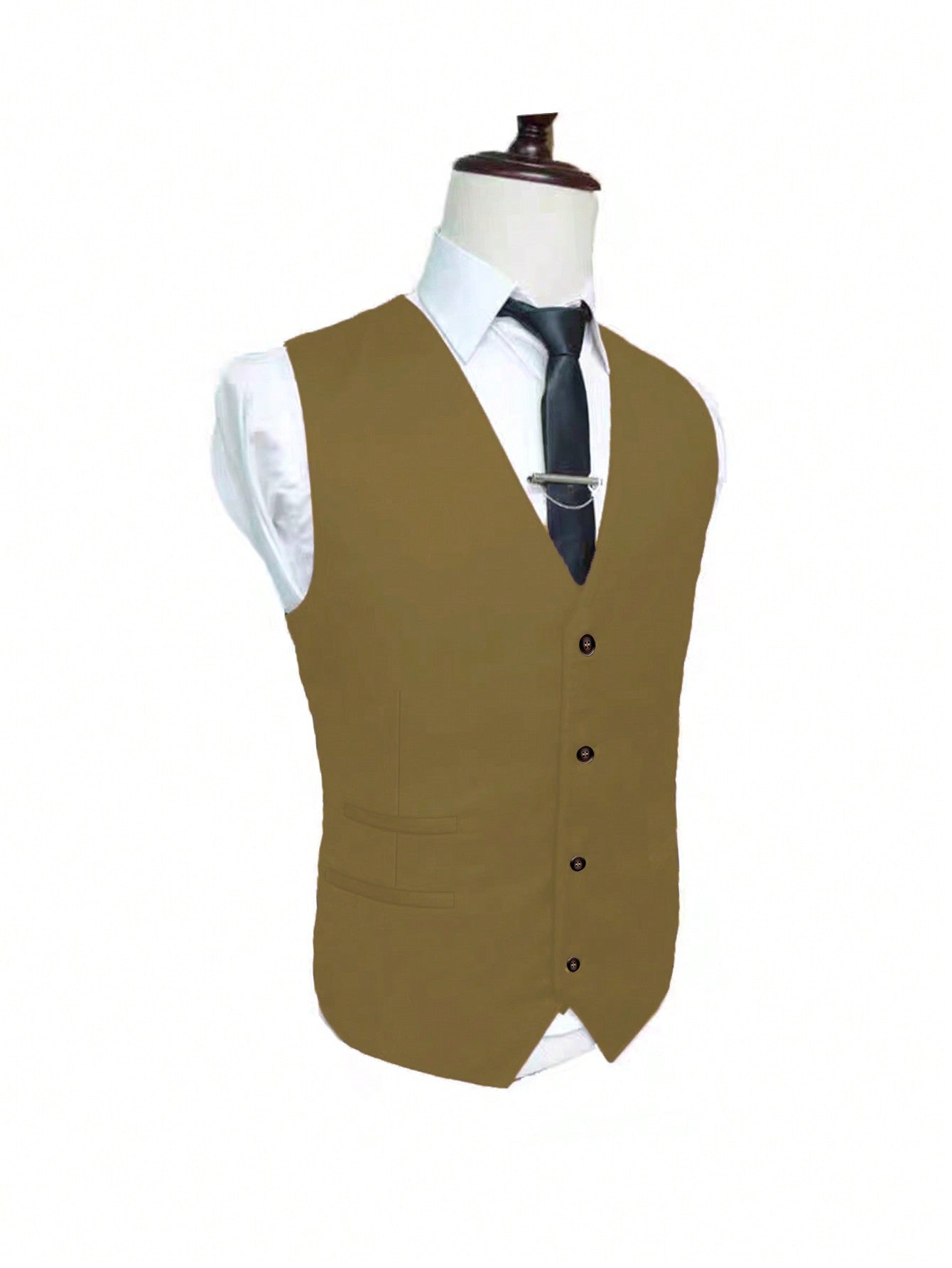 Manfinity Mode Men Adjustable Strap Back Button Up Waistcoat & Suit Pants Without Shirt