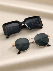 2pairs Women Metal Frame Fashion Glasses Shades For Summer Or Daily Life Party